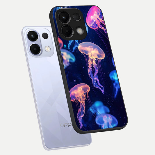 Jellyfish Pattern phone case For Oppo K13 5G showing premium glass back cover with detailed artwork