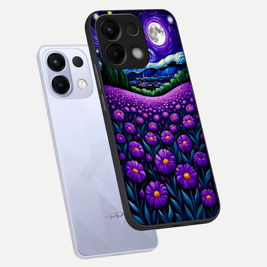 Lavender Moon Field phone case For Oppo K13 5G showing premium glass back cover with detailed artwork