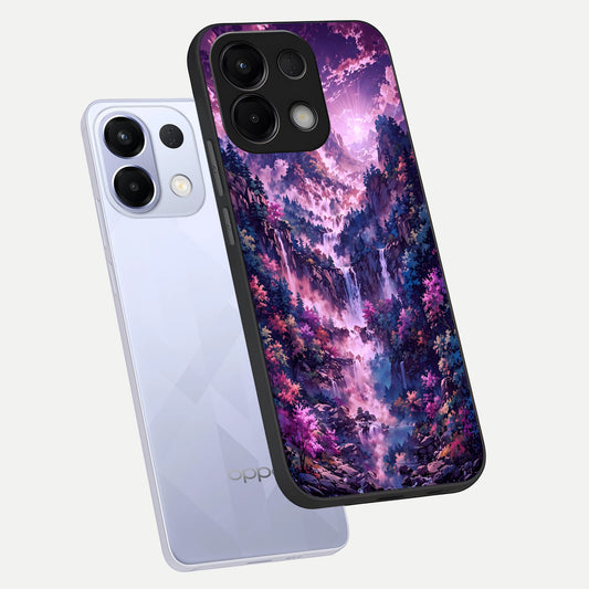 Mystic Cascade Peaks phone case For Oppo K13 5G showing premium glass back cover with detailed artwork
