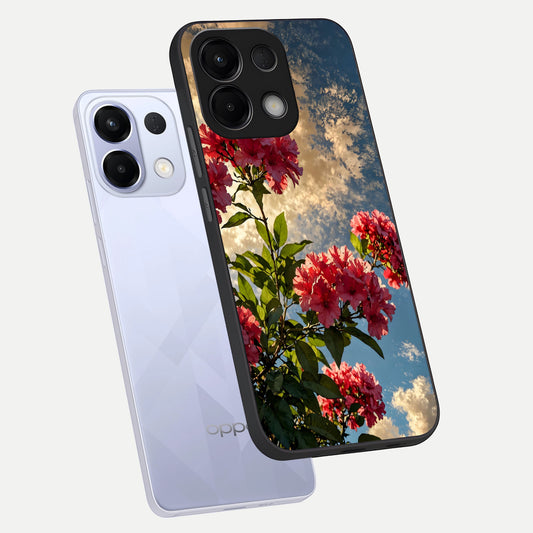 Red Bloom Skies phone case For Oppo K13 5G showing premium glass back cover with detailed artwork
