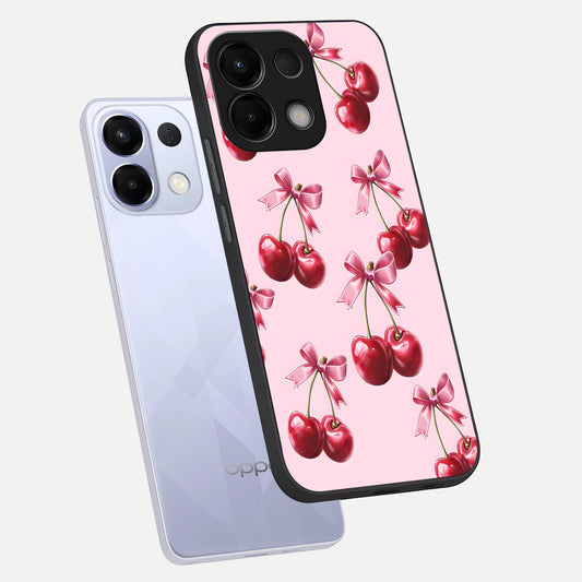 Red Cherries Pattern phone case For Oppo K13 5G showing premium glass back cover with detailed artwork