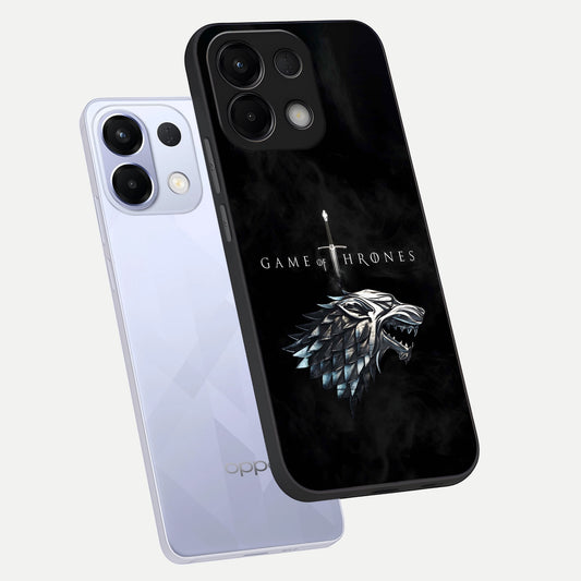 Throne Wolf Legacy phone case For Oppo K13 5G showing premium glass back cover with detailed artwork
