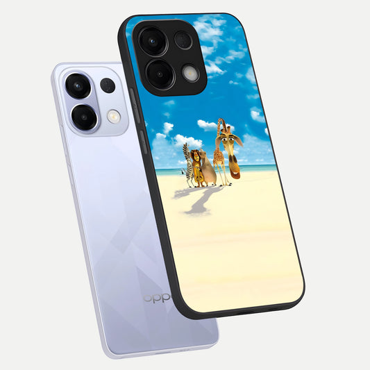 Tropical Fun Squad phone case For Oppo K13 5G showing premium glass back cover with detailed artwork