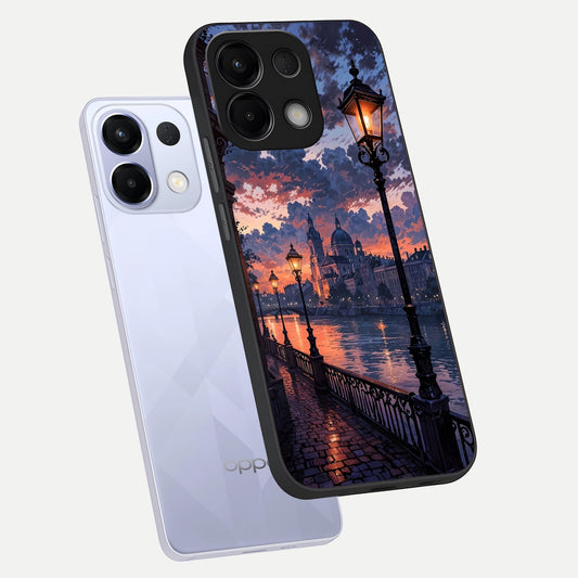 Twilight River Lights phone case For Oppo K13 5G showing premium glass back cover with detailed artwork