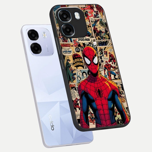 Aesthetic Spider phone case For Oppo K14 5G showing premium glass back cover with detailed artwork