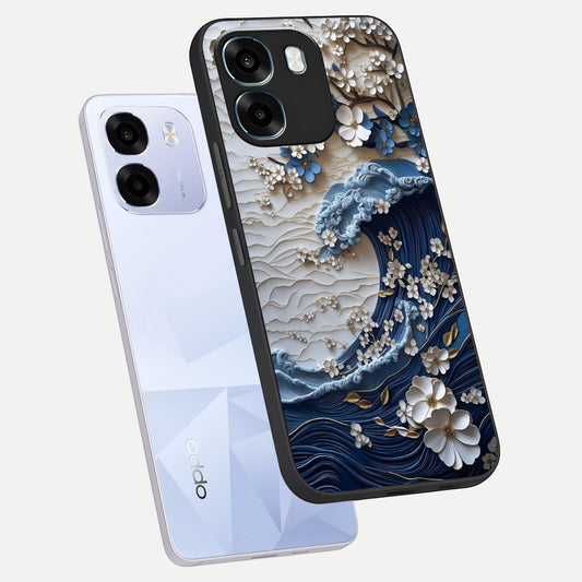 Blossom Wave Art phone case For Oppo K14 5G showing premium glass back cover with detailed artwork