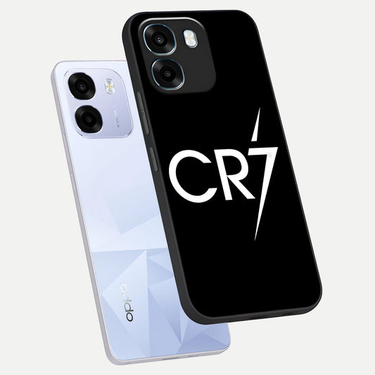 CR7 Elite Strike phone case For Oppo K14 5G showing premium glass back cover with detailed artwork