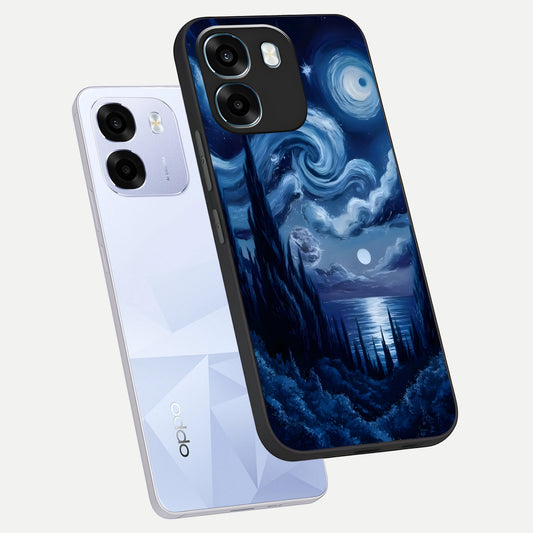 Celestial Dream Van Gogh phone case For Oppo K14 5G showing premium glass back cover with detailed artwork