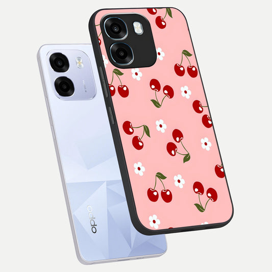 Cherry Love Mood phone case For Oppo K14 5G showing premium glass back cover with detailed artwork