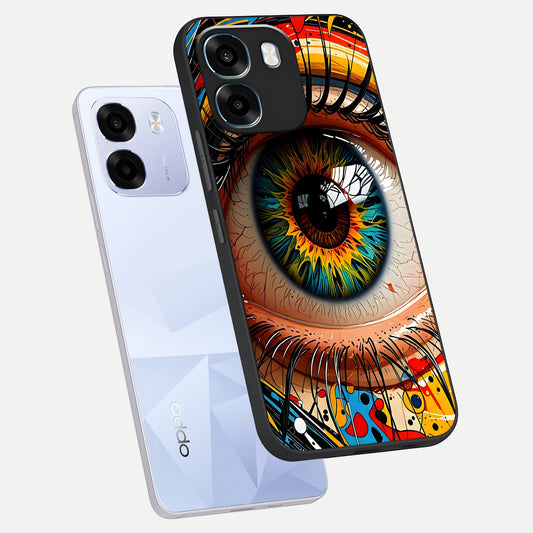 Colorful Eye phone case For Oppo K14 5G showing premium glass back cover with detailed artwork