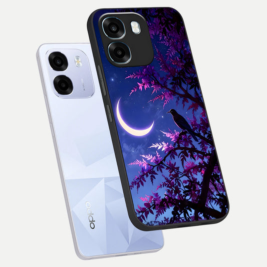 Crow And Moon Scenery phone case For Oppo K14 5G showing premium glass back cover with detailed artwork