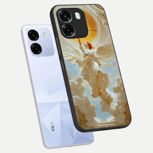 Divine Light Angel phone case For Oppo K14 5G showing premium glass back cover with detailed artwork