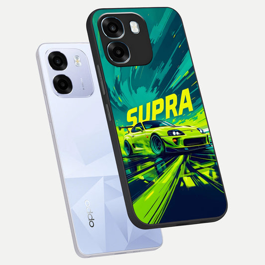 Electric Supra Thunder phone case For Oppo K14 5G showing premium glass back cover with detailed artwork