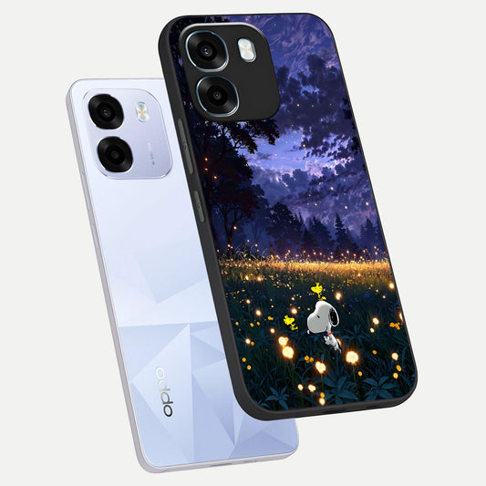 Firefly Meadow Magic phone case For Oppo K14 5G showing premium glass back cover with detailed artwork