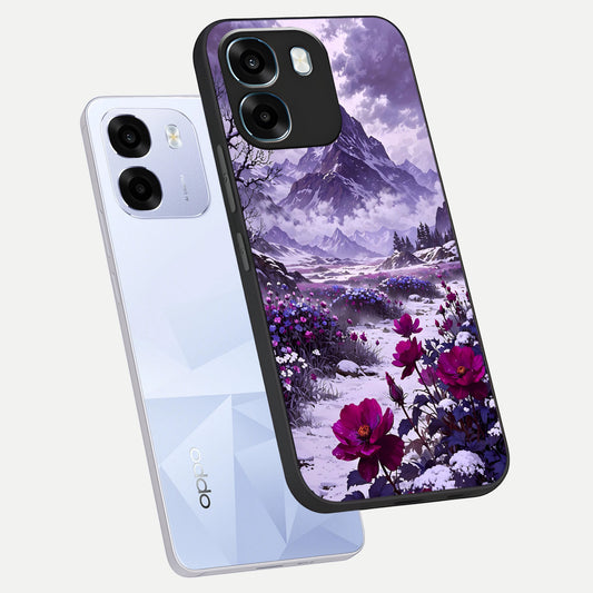 Flower Mountain View phone case For Oppo K14 5G showing premium glass back cover with detailed artwork