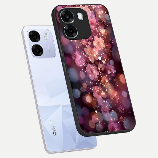 Glowing Petal Bliss phone case For Oppo K14 5G showing premium glass back cover with detailed artwork