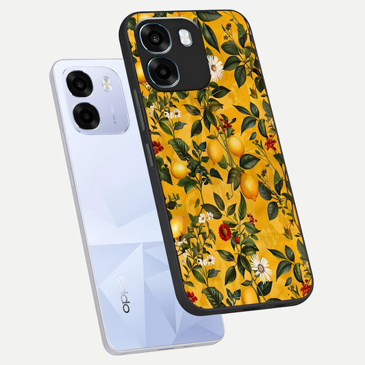 Golden Lemon Field phone case For Oppo K14 5G showing premium glass back cover with detailed artwork