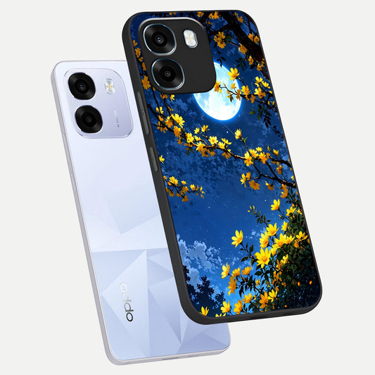Golden Night Glow phone case For Oppo K14 5G showing premium glass back cover with detailed artwork