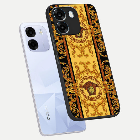 Golden Royal Heritage phone case For Oppo K14 5G showing premium glass back cover with detailed artwork