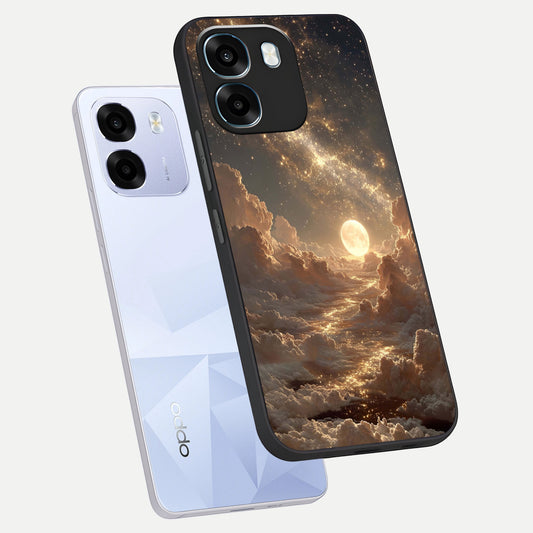 Golden Sky Dream phone case For Oppo K14 5G showing premium glass back cover with detailed artwork