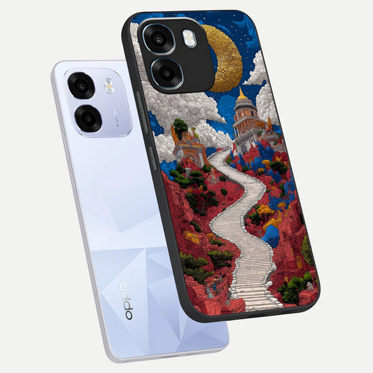 Heavenly Moon Path phone case For Oppo K14 5G showing premium glass back cover with detailed artwork