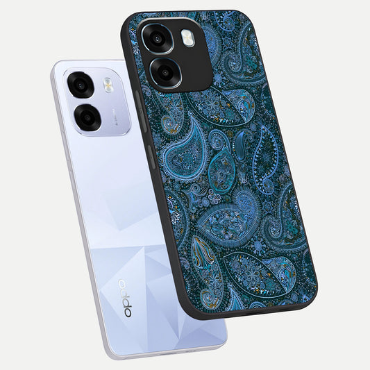 Midnight Paisley Glow phone case For Oppo K14 5G showing premium glass back cover with detailed artwork