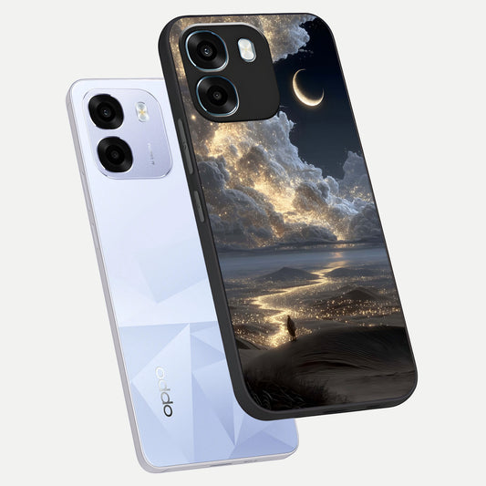 Moonlight Spark Path phone case For Oppo K14 5G showing premium glass back cover with detailed artwork
