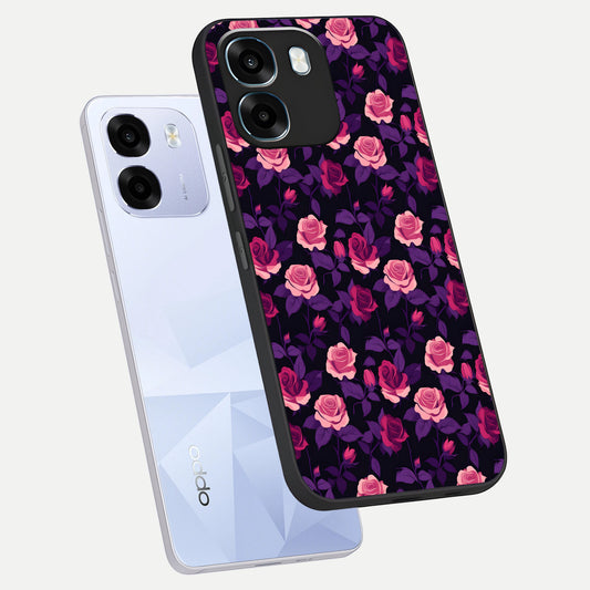 Rose Garden Twilight phone case For Oppo K14 5G showing premium glass back cover with detailed artwork