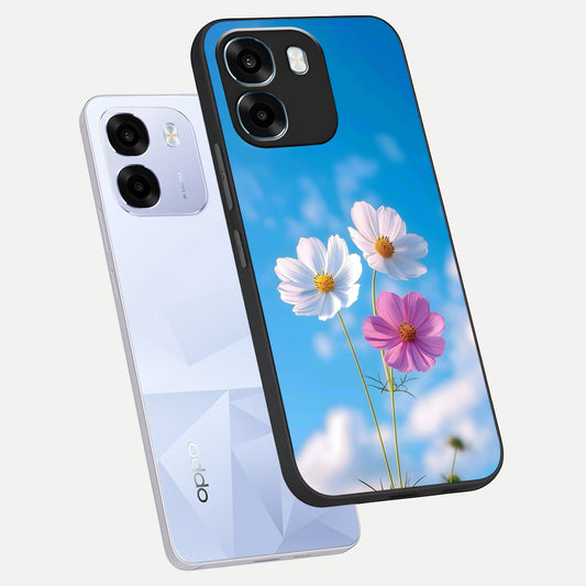 Tripple Flowers With Sky phone case For Oppo K14 5G showing premium glass back cover with detailed artwork