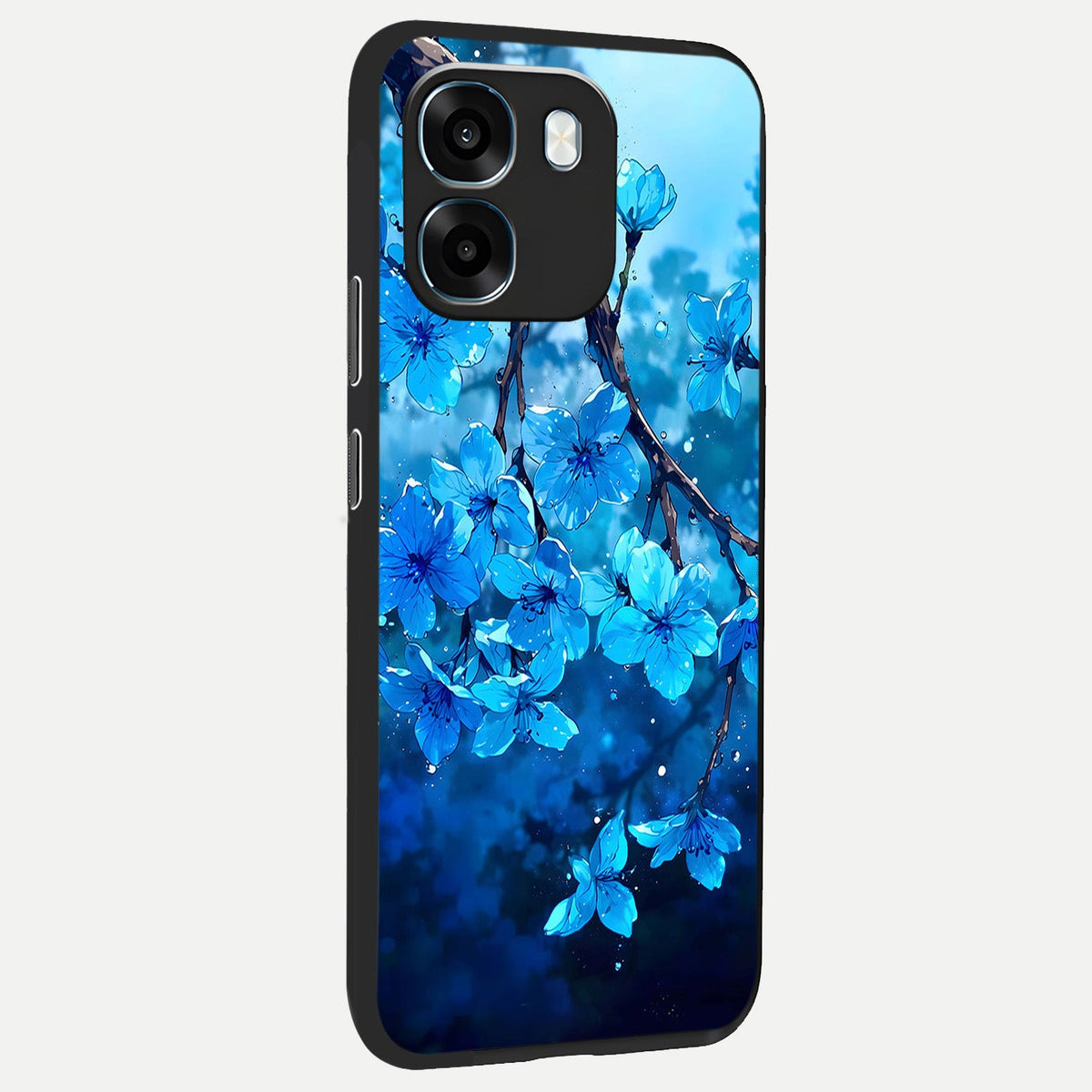 Blue Blossoms Branch back cover For Oppo K14 5G slim fit glass case with vibrant aesthetic design