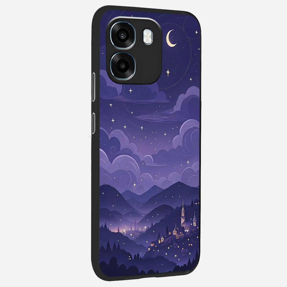 Minimal Night View back cover For Oppo K14 5G slim fit glass case with vibrant aesthetic design