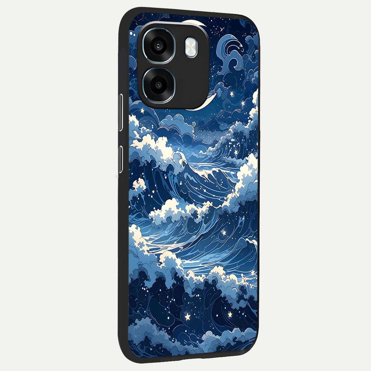 Ocean Moon Waves back cover For Oppo K14 5G slim fit glass case with vibrant aesthetic design