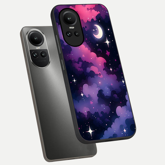 Celestial Moon Magic phone case For Oppo Reno 10 showing premium glass back cover with detailed artwork