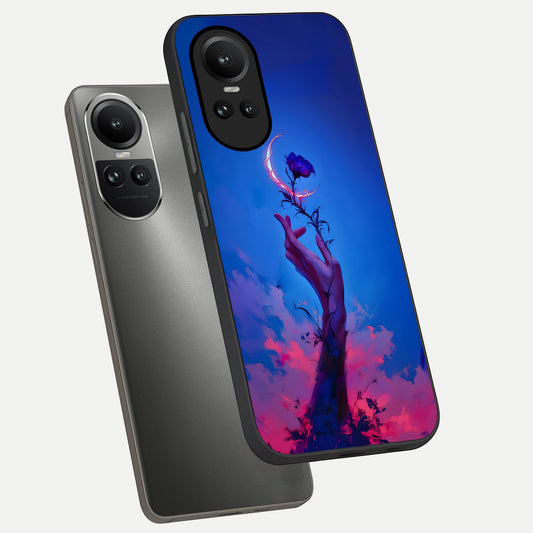 Mystic Hand phone case For Oppo Reno 10 showing premium glass back cover with detailed artwork
