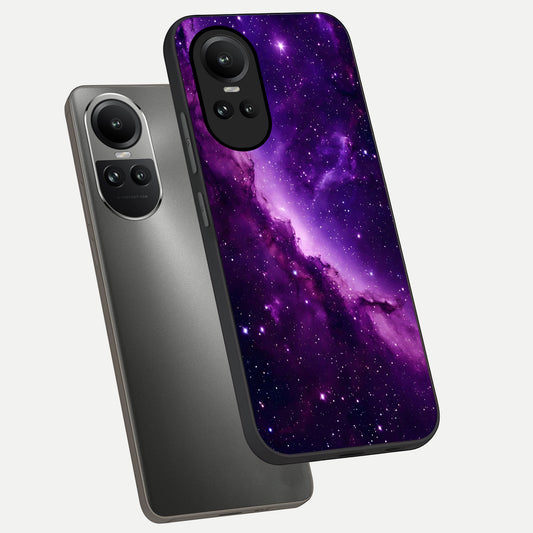 Purple Shade Sky phone case For Oppo Reno 10 showing premium glass back cover with detailed artwork