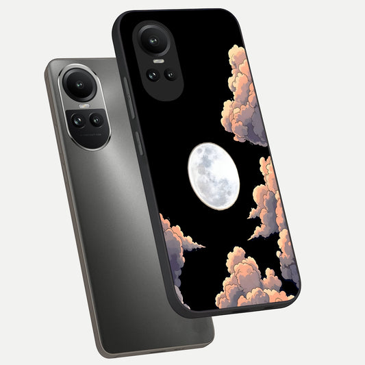 Shade Cloud Moon phone case For Oppo Reno 10 showing premium glass back cover with detailed artwork