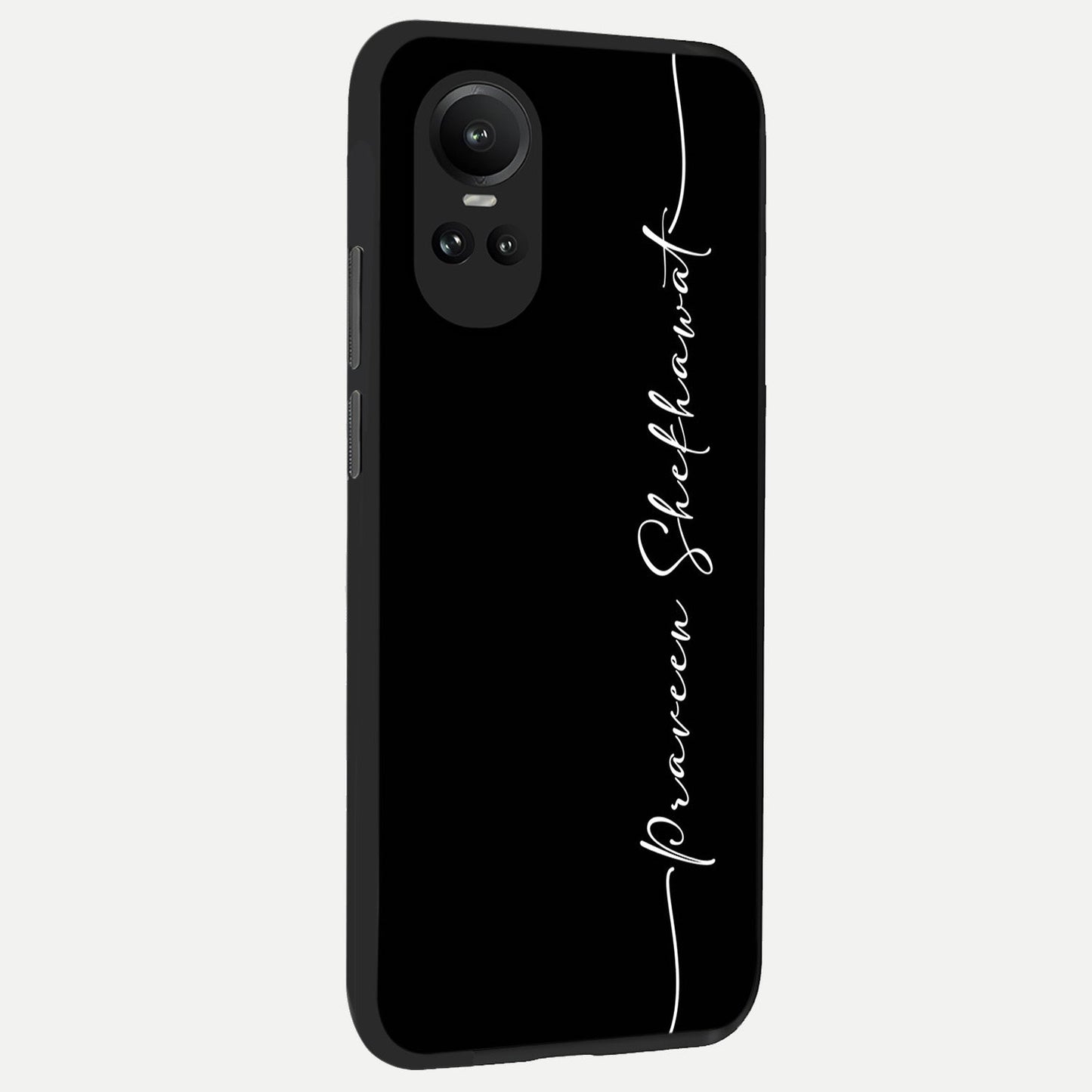 Black Tune Custom Name back cover For Oppo Reno 10 slim fit glass case with vibrant aesthetic design