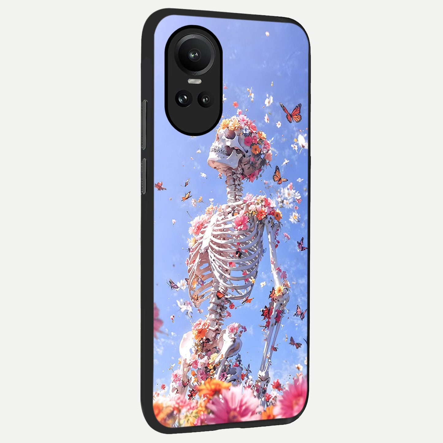 Bloom Beyond Bones back cover For Oppo Reno 10 slim fit glass case with vibrant aesthetic design