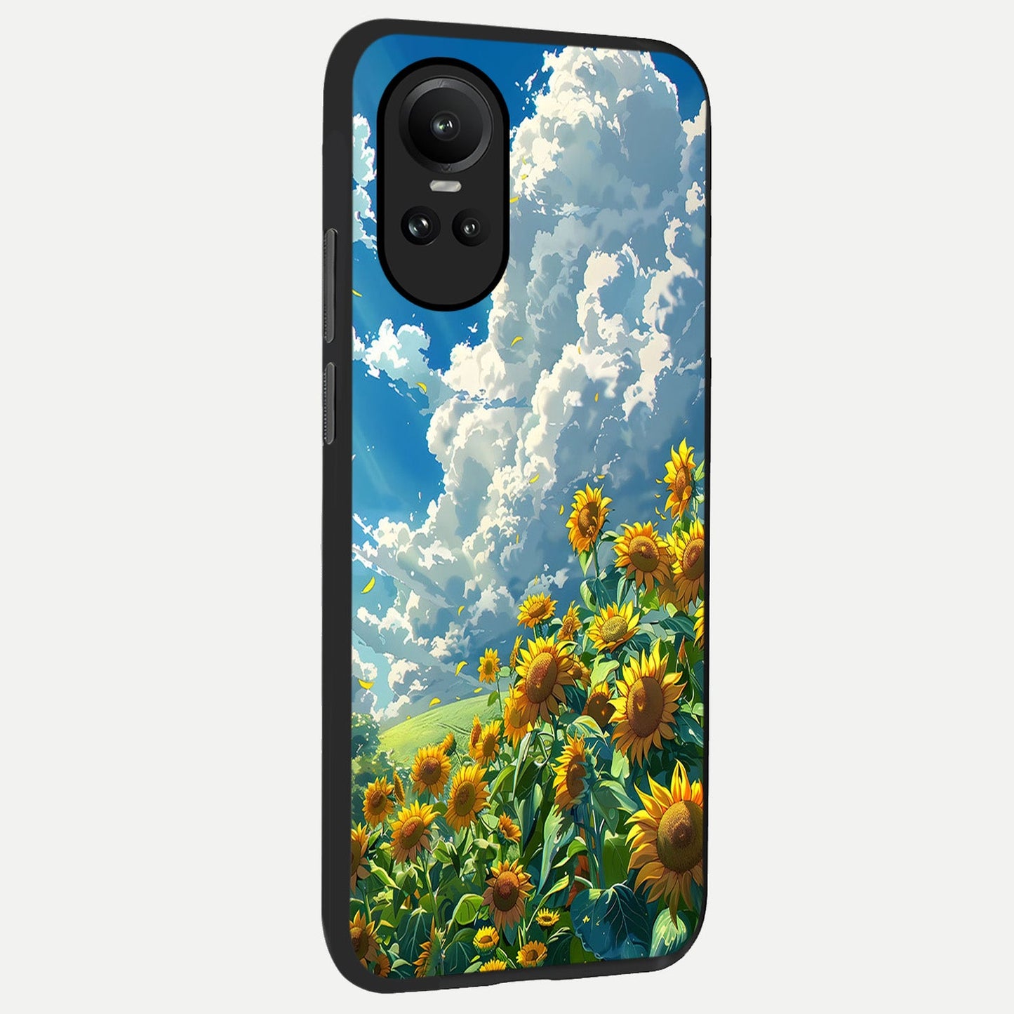 Golden Sun Glory back cover For Oppo Reno 10 slim fit glass case with vibrant aesthetic design