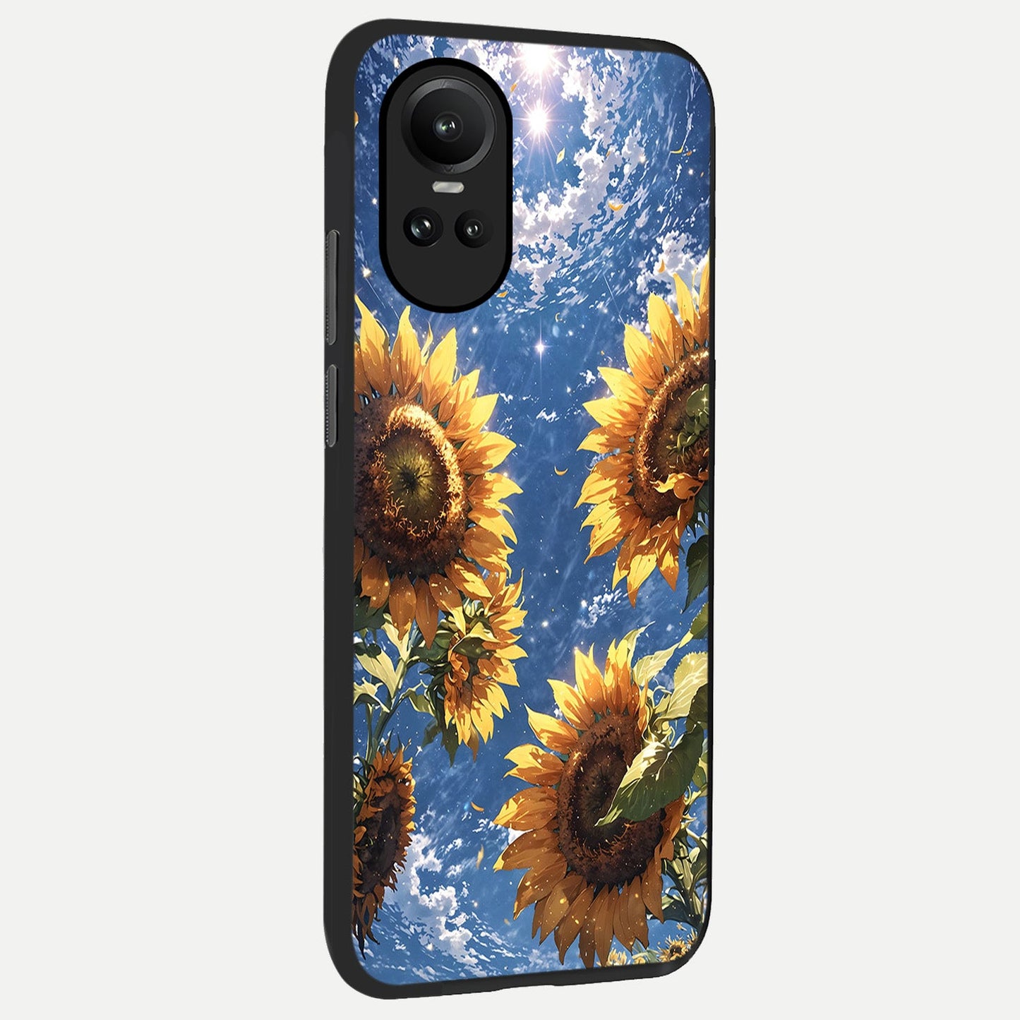 Heavenly Sunflower Rise back cover For Oppo Reno 10 slim fit glass case with vibrant aesthetic design