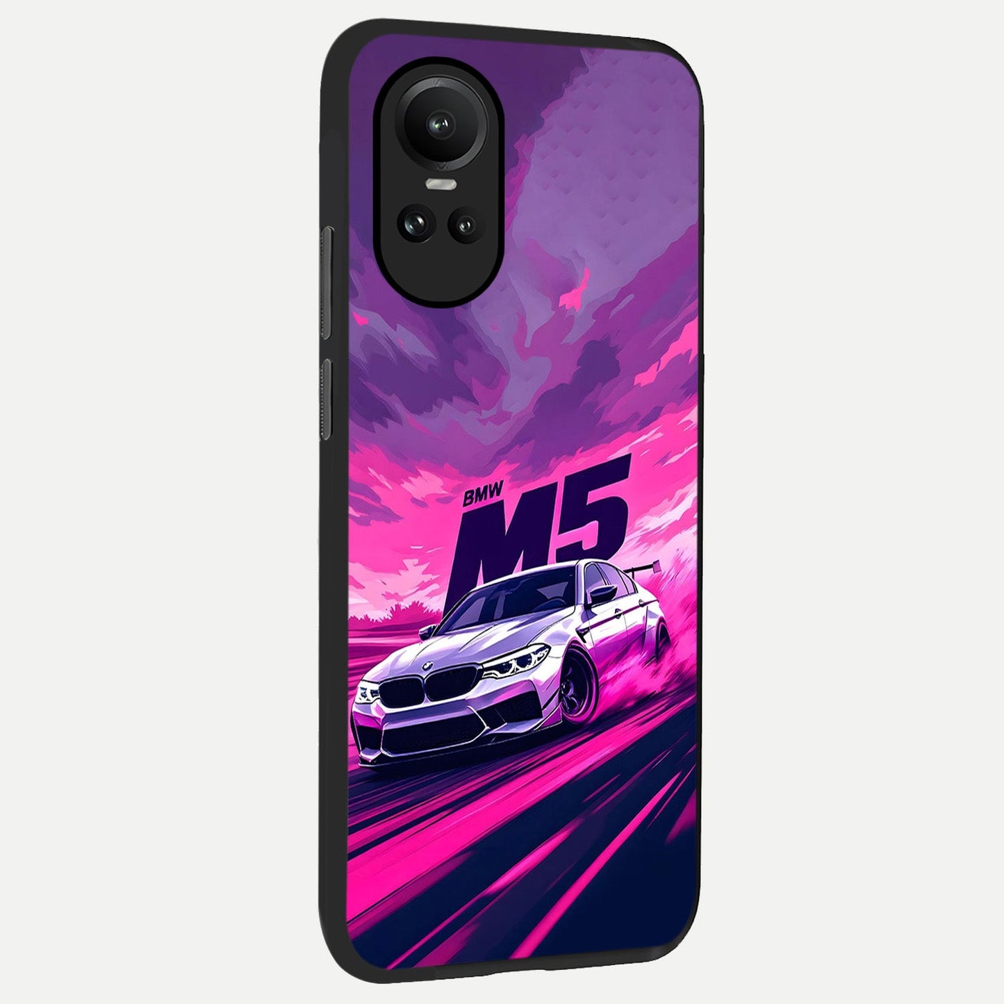 MS Neon Car back cover For Oppo Reno 10 slim fit glass case with vibrant aesthetic design