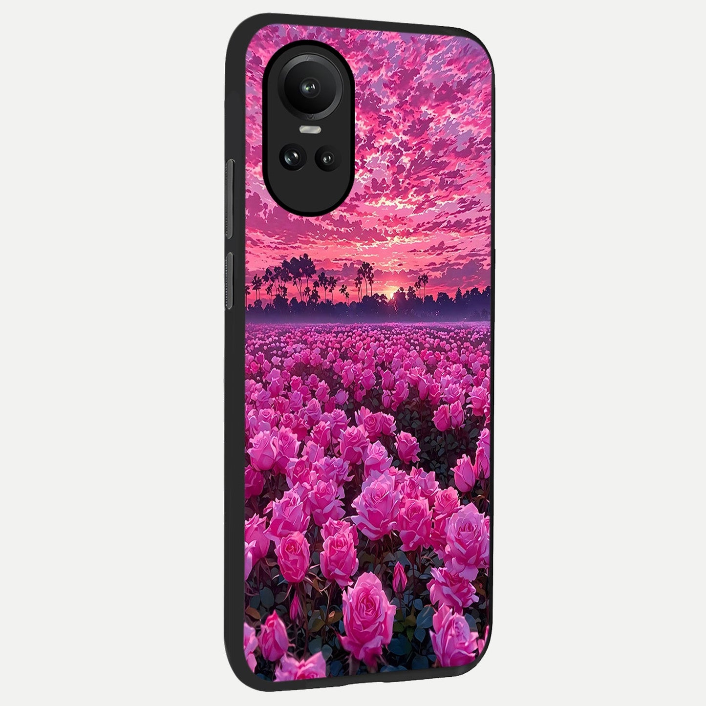 Rose Sunset Valley back cover For Oppo Reno 10 slim fit glass case with vibrant aesthetic design