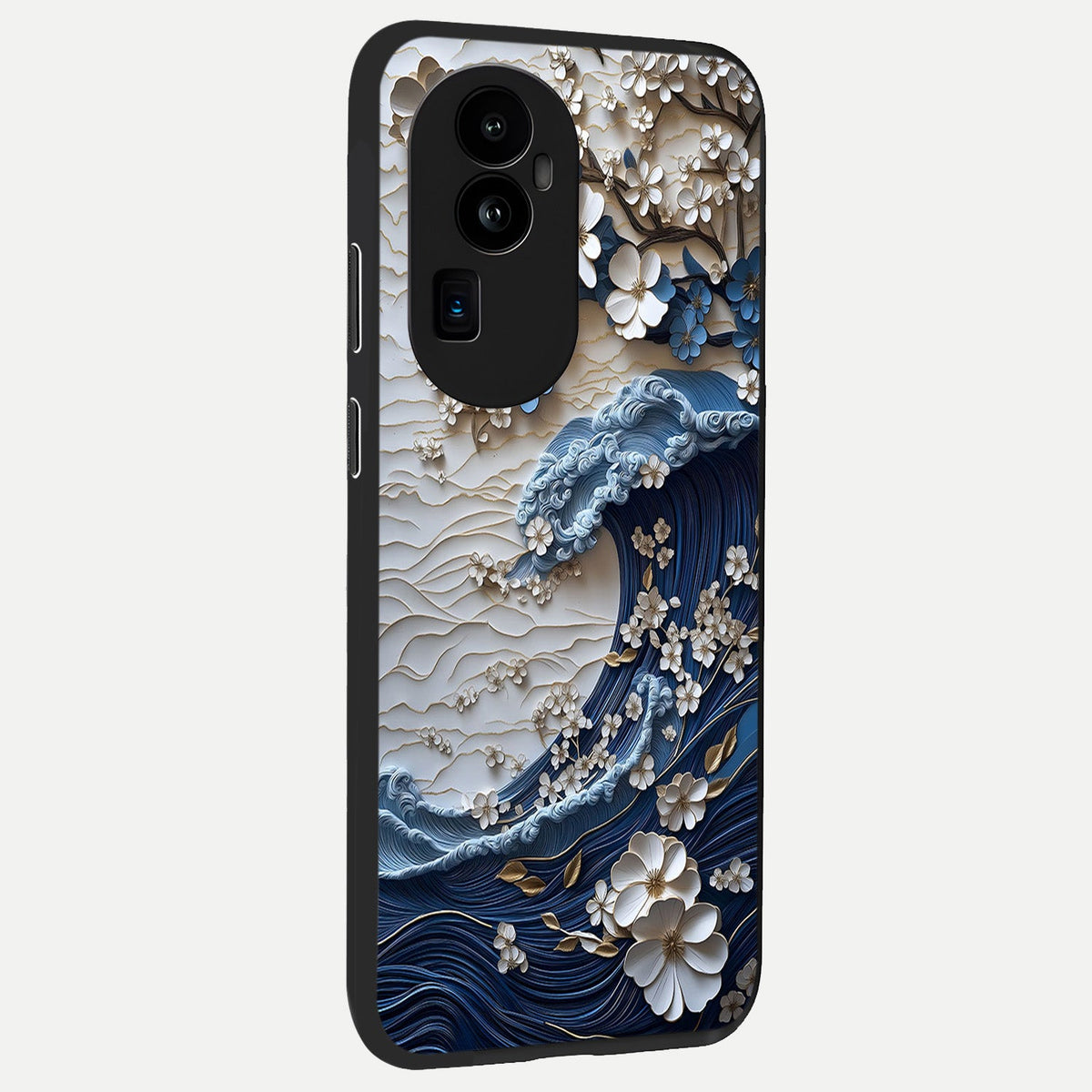 Blossom Wave Art back cover For Oppo Reno 10 Pro Plus slim fit glass case with vibrant aesthetic design