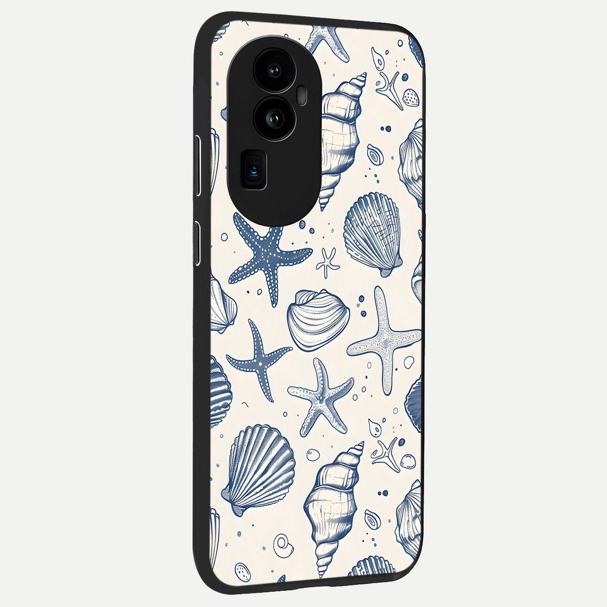 Blue Ocean Outline back cover For Oppo Reno 10 Pro Plus slim fit glass case with vibrant aesthetic design