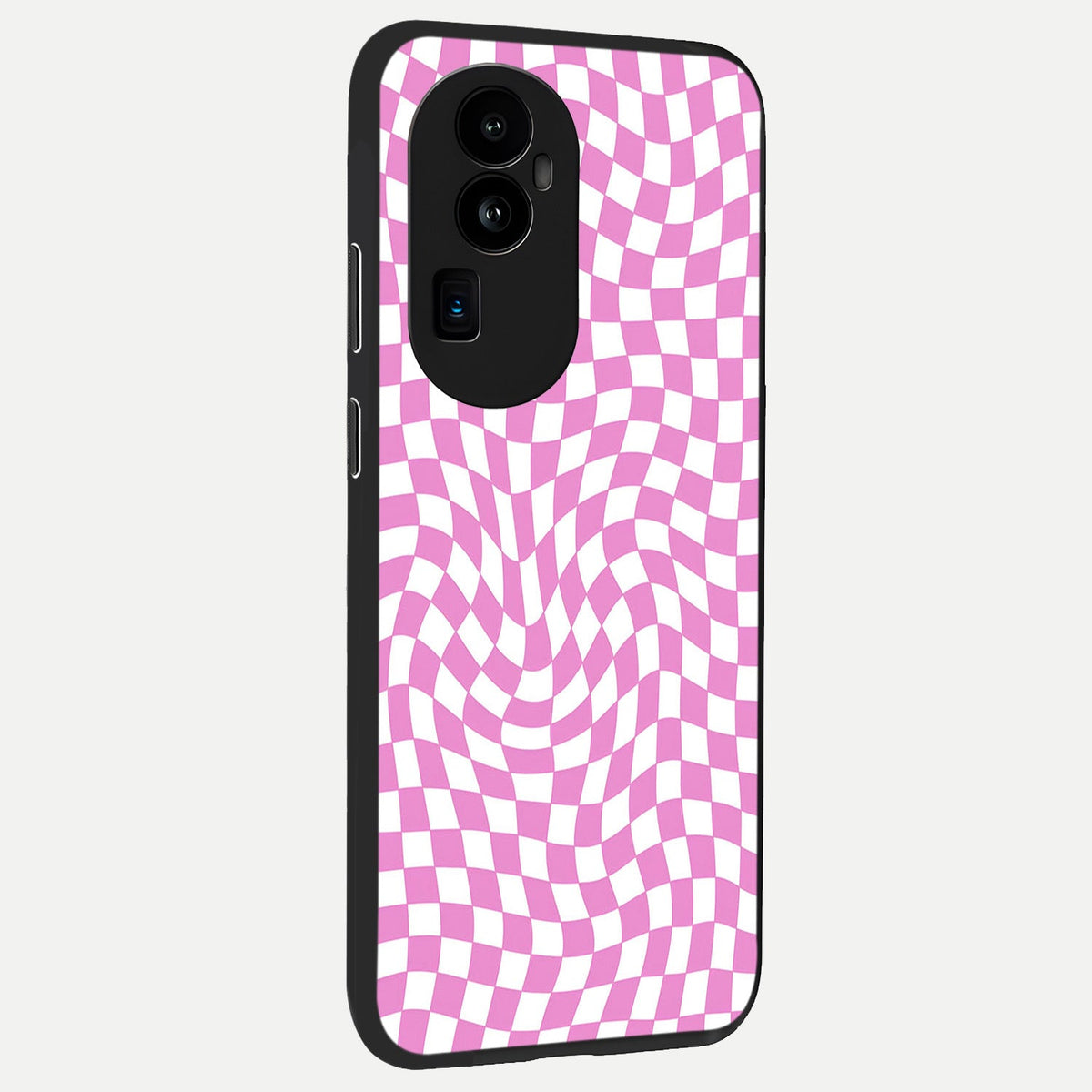 Bubblegum Check Wave back cover For Oppo Reno 10 Pro Plus slim fit glass case with vibrant aesthetic design