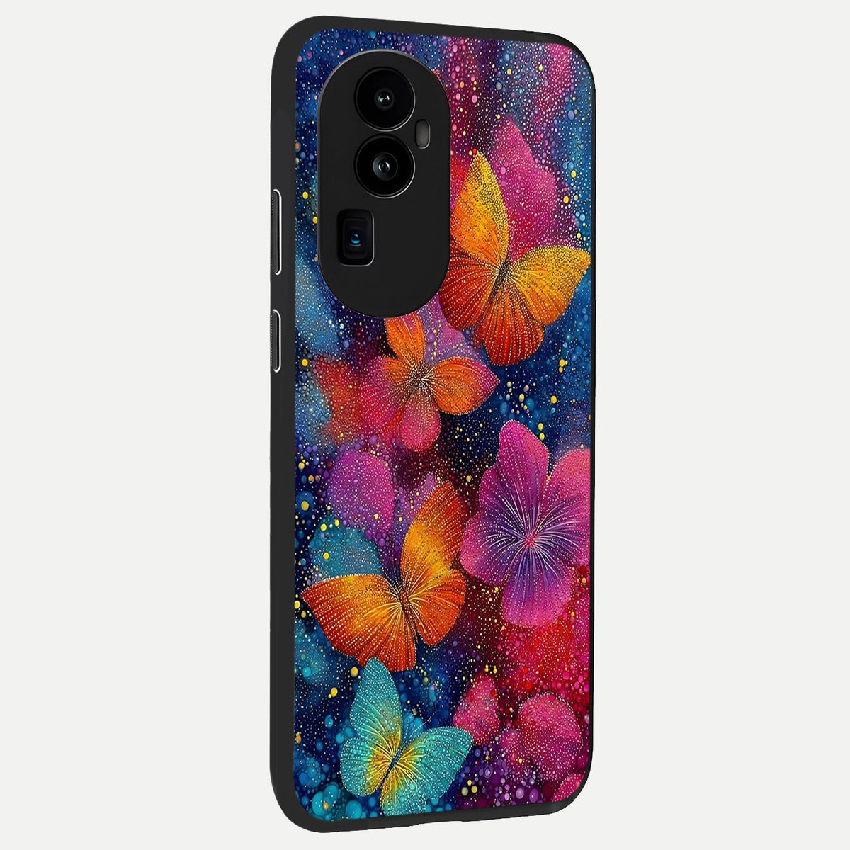 Butterfly Dream Mist back cover For Oppo Reno 10 Pro Plus slim fit glass case with vibrant aesthetic design