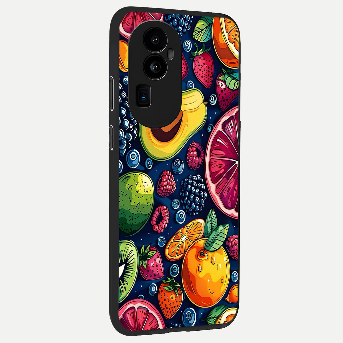 Cute Fruits Art back cover For Oppo Reno 10 Pro Plus slim fit glass case with vibrant aesthetic design
