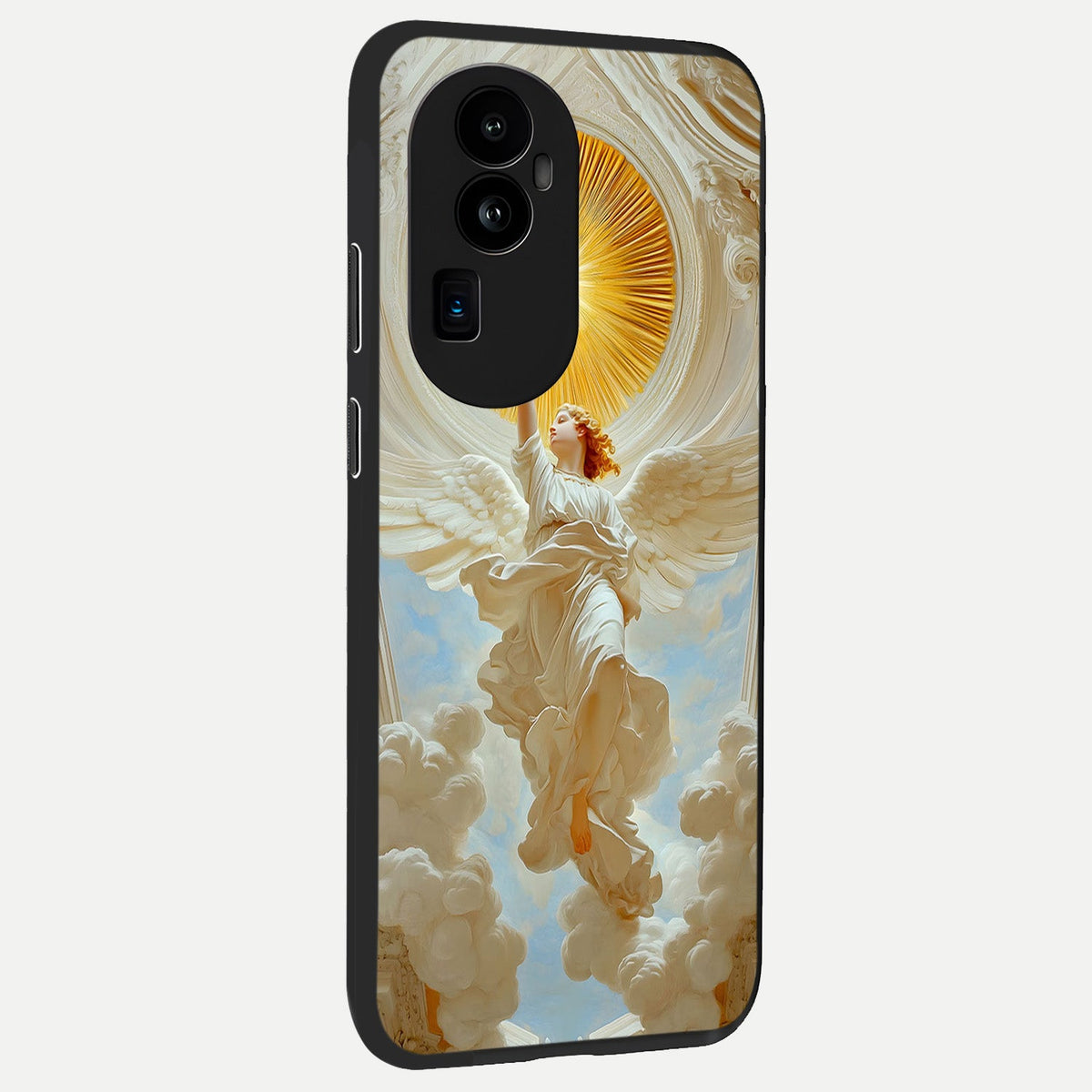 Divine Light Angel back cover For Oppo Reno 10 Pro Plus slim fit glass case with vibrant aesthetic design