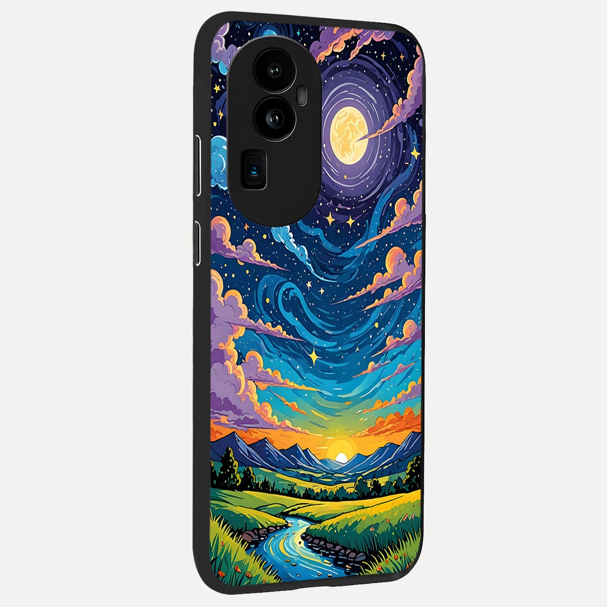 Dreamy Night Landscape back cover For Oppo Reno 10 Pro Plus slim fit glass case with vibrant aesthetic design