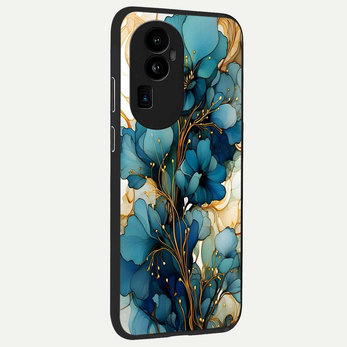 Golden Bloom Symphony back cover For Oppo Reno 10 Pro Plus slim fit glass case with vibrant aesthetic design